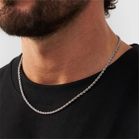2mm Rope Chain Necklace*Silver Necklace*Waterproof Jewelry*Unisex Necklace - Picture 1 of 6